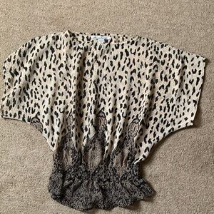 American Rag Beige and Black Animal Print Blouse